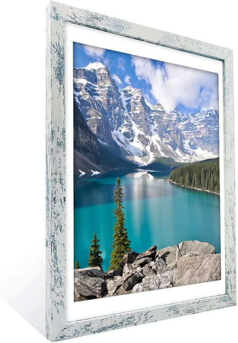 Amginy 12x16 Rustic Picture Frames Matted to Display 11x14 Pictures with Mat or 12 x 16 without Mat Farmhouse Distressed Style Wooden Photo Frames for Wall Mounting