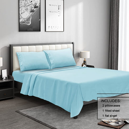 Mejoroom Full Bed Sheet Set - Super Soft Brushed Microfiber 1800 Thread Count Full Sheets with 15 inch Deep Pocket - Wrinkle Free - Breathable and Hypoallergenic - 4 Piece(Full, Aqua)