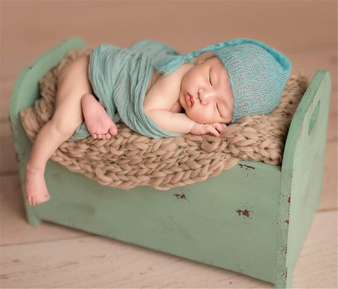 M&G House Newborn Wrap Baby Photography Wool Wrap Baby Photo Props Baskets Filler Rug(Light Tan)