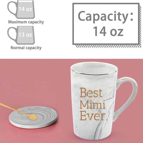 Best Mimi Ever Coffee Mug Mimi Gifts for Grandma Mothers Day Grandma Mug Birthday Gifts for Grandma Gifts from Grandchildren Grandson Grandma Cup 14 Oz Gray with Gift Box