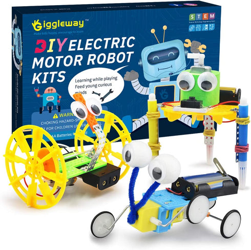Giggleway Electric Motor Robotic Science Kits, DIY STEM Toys for kids, Building Science Experiment Kits for Boys and Girls-Doodling, Balance Car, Reptile Robot (3 kits)