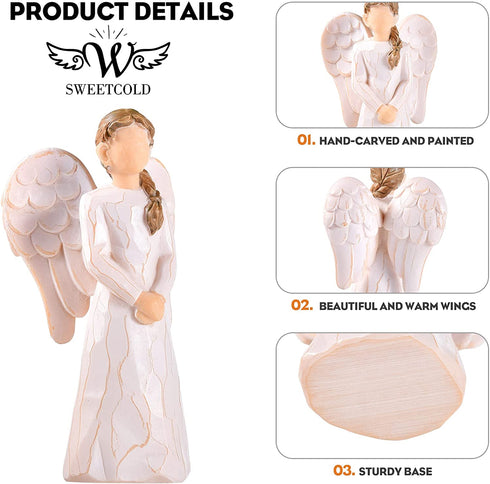 SWEETCOLD Guardian Angel Figurines, Angel of Prayer, Sympathy Gift, Encouragement Gifts for Women, Memorial Collectible Figurines, Home Decor Gift to Show Love, Friendship, Gratitude