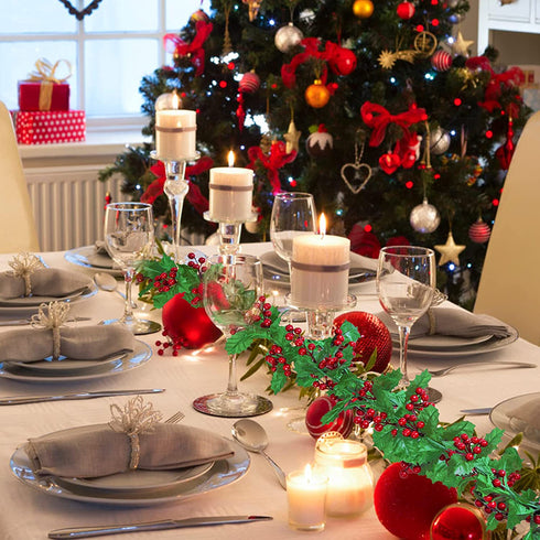 Attmu Christmas Garland - 5.9FT Artificial Red Berry Garland for Indoor Outdoor Home Winter Christmas Decorations Xmas Holiday New Year Fireplace Stairs Mantel Table Decor