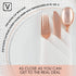 150 pcs Sturdy Rose Gold Silverware Set| Rose Gold Plastic Silverware for Black Tie Events, Wedding Receptions & Parties| Rose Gold Forks, Knives & Spoons| Disposable Rose Gold Cutlery With No Cleanup
