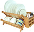 IFELES Bamboo Dish Drying Rack/Utensil Dish Drainer | Collapsible Foldable Dish Drainer | for Big Plates, Cups, Mugs, Utensils | 18 Slits | Eco-Friendly | Large 2-Tier Double Sided