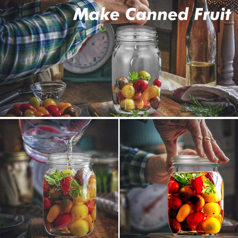 TGJOR 32 OZ Wide Mouth Mason Jars, Glass Jars with Silver Metal Airtight Lids, Perfect for Meal Prep, Food Storage, Canning, Drinking, Preserving, Favors, Decorating Jars (4 pack)