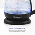 Elite Gourmet EKT1001B Electric BPA-Free Glass Kettle, Cordless 360° Base, Stylish Blue LED Interior, Handy Auto Shut-Off Function Quickly Boil Water for Tea & More, 1L, Graphite Black