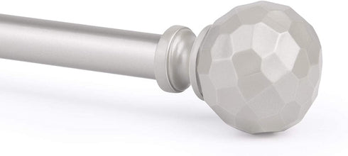 SZXIMU Curtain Rod 5/8 Inch Single Drapery Rods for Windows with Diamond Pattern Finials, 48-86", Nickel