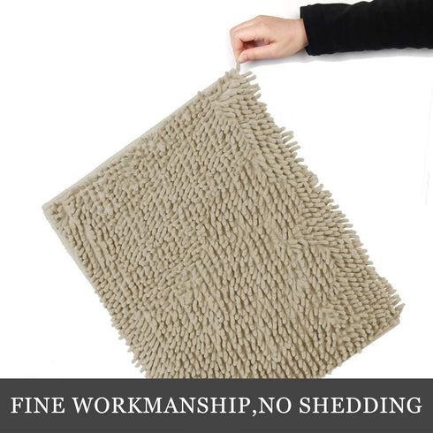 Luxury Chenille Bathroom Rug,Extra Soft and Cozy, Non-Slip,Super Absorbent Water, Machine Wash Dry, Shaggy Chenille Bath Mats for Bathroom Bedroom,17x24 inches,Beige
