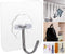QUALIALL 33lbs Adhesive Hooks for Hanging on Wall or Ceiling, Heavy Duty, Clear, Damage Free, Traceless, Stick on Hangers for Kitchen Bathroom, 10pcs