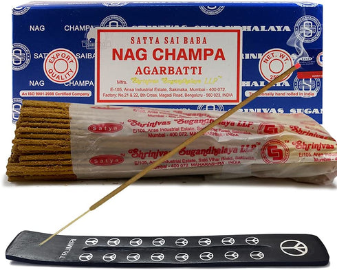 TRUMIRI Incense Stick Holder Bundle with Satya Sai Baba Nagchampa 250g Incense Sticks - Pack of 1 (Approx 250 Sticks)