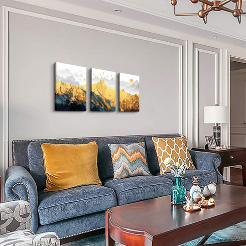 golden mountain abstract Wall Art for Bedroom Canvas Prints abstract Landscape painting Artwork Bathroom Wall Décor Abstract Pictures Home wall Decorations for Living Room Office kitchen Decoration