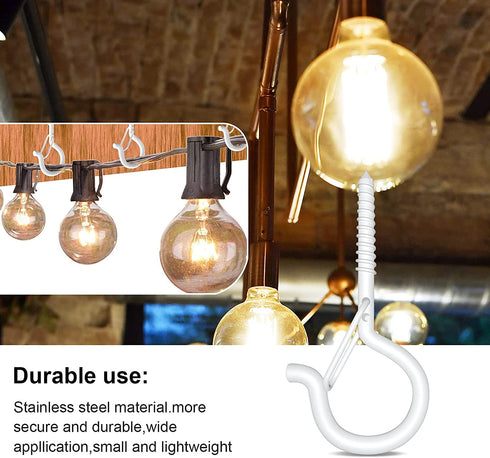 32PCS Q Hanger Hooks,Ceiling Screw Hook Outdoor Lights Lights Hanger Hook Cabinet Ceiling Hanger Wall Mount Hook for New Year House Garage Party Easter LED Fairy Lights