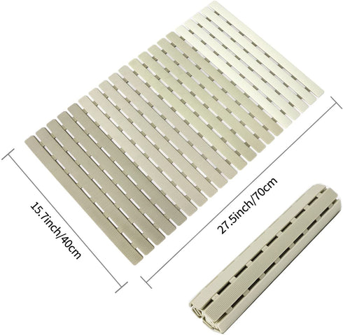 MBOSS Non Slip Bath Mat Bathtub Mats for Bathroom Shower Floor Mat Anti Slip Shower Mat with Drain Hole and Large Suction Cups, 27.5 X 15.7 Inch (Gradient Khaki)