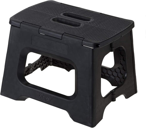 Vigar Compact Foldable Stool, 9 inches, Lightweight, 330-pound Capacity Non-Slip Folding Step Stool, Black