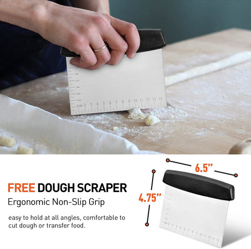 Arcedo Pizza Stone for Oven and Grill, 12 Inch Square BBQ Baking Stone for Bread, Heavy Duty Small Cordierite Pizza Grilling Stone, Thermal Shock Resistant, Includes Durable Metal Scraper