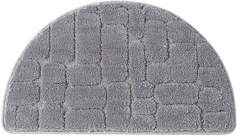 w5bhj88 Half Moon Entrance Door Mat, Semi Circle Non-Slip Bath Mat, Super Absorbent Microfiber Shaggy Pile Rug Soft Touch Carpet Shower Rug for Home Bathroom Bedroom(40x68CM,Grey)