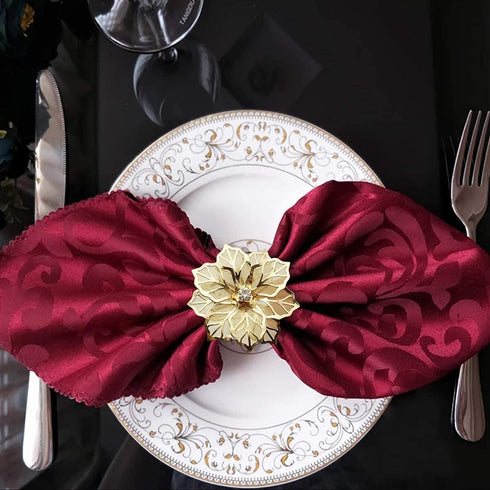Fun Land 24 Pack Gold Napkin Rings Hollow Out Flower Alloy Holder Table Decor Exquisite Household Floral Rhinestone Serviette Buckles for Thanksgiving Wedding Birthday Party Dinner, rings0