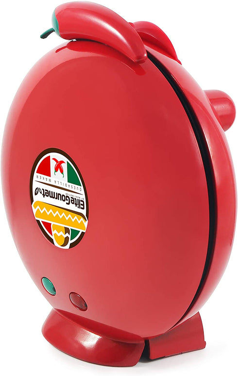 Elite Gourmet EQD413 Non-Stick Electric, Mexican Taco Tuesday Quesadilla Maker, Easy-Slice 6-Wedge, Grilled Cheese, 8 Inch, Red