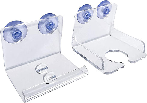 Atlas Hold Set of 2 - Beer/Wine and Phone Shower Holder | Shower Cup Holder | Beer Gifts & Bath Accessories | Bathtub Wine Glass Holder | Shower Phone Holder Suction Cup (Clear)