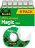 Scotch Magic Tape, 6 Rolls with Dispensers, Great for Gift Wrapping, Numerous Applications, Invisible, Engineered for Repairing, 3/4 x 650 Inches (6122) (6 Pack)