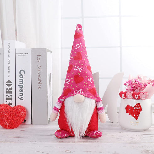 PIKRONSH 2 Pcs Valentine Gnomes Plush, Mr & Mrs Handmade Swedish Tomte Elf Valentine's Day Decoration Gift