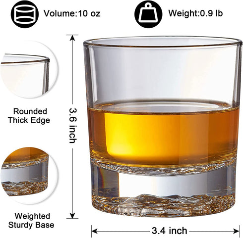 Whiskey Glasses Set of 4, Haunio 10 Oz Old Fashioned Crystal Whiskey Glasses with Lion Pattern, Thick Bottom and Luxury Box for Scotch, Bourbon, Liquor, Cognac and Cocktails, Gifts for Men Women