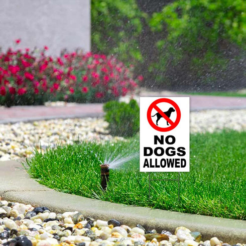 3PC No Dogs Allowed Sign 8 x12" Keep Off Grass Sign w/ Stake, No Dog Poop Signs, No Pets Allowed Sign, Dog Poop Signs for Yard, No Peeing Dog Sign, Curb Your Dog Sign, No Dogs on Lawn Sign, Dog Signs