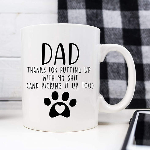YouNique Designs Dog Dad Mug, 11 Ounces, White, Dog Dad Gifts