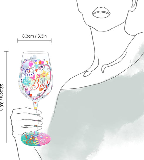 NymphFable Hand Painted Wine Glass You Are The Best 15oz Personalized Gift for Girl Friend Women