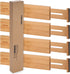 Drawer Dividers Pack of 4, Adjustable Bamboo Clothing Drawer Organizers Spring-loaded, Durable Expandable Organization Separators for Dresser, Kitchen, Bedroom, Bathroom, Office, 13.25-16.75 in