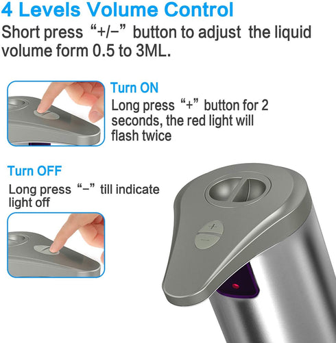 Touchless Liquid Soap Dispenser,Automatic Soap Dispenser,Touchless Soap Dispenser Automatic ,Brushed Stainless Steel Touchless Hand Sanitizer Dispenser for Bathroom Kitchen Hotel Restaurant.