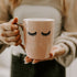 Sweet Water Decor Cute Coffee Mugs with Golden Handle | Girly Make Up & Mascara 16oz China Coffee Cup with Eyelashes | Embellished with Real Gold & Microwave Safe (Pink)