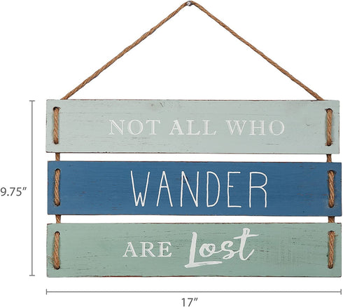 Not All Who Wander Are Lost Quote Wall Decor, Decorative Wood Plank Hanging Sign 17 x 9.75 by Barnyard Designs
