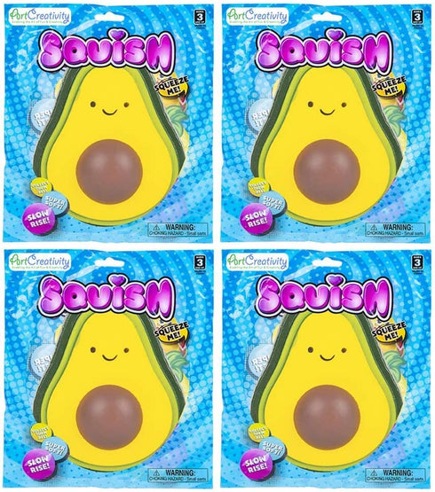 ArtCreativity Avocado Squeeze Toys for Kids, Set of 4, Scented Slow-Rise Stress Toys for Adults, Play Food for Children, Themed Party Favors, Great Gift Idea for Boys and Girls