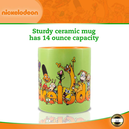 Silver Buffalo Nickelodeon 90™s Logo and Characters Ceramic Mug, 14 Ounces