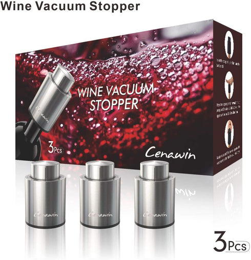 3 Pcs Wine Bottle Stoppers,Real Vacuum Champagne Stoppers,Wine Bottle Stopper with Time Scale RecordReusable Wine Preserver,Wine Corks Keep Fresh,Best Gifts for Wine Lovers?Stainless SteelSilver?