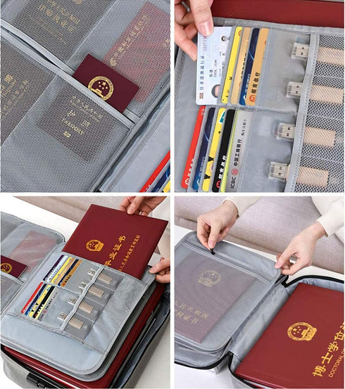 DELIWAY Waterproof 3-Layer Document Storage Bag with Password Lock,A4 Letter Size Document Holder,Portable Organizer for Passport,Legal Documents,Files,Valuables (Gray)