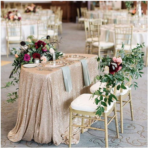 Sequin Party Tablecloth Champagne Blush 60x102inches Shiny Table Overlay Shimmer Table Covers Elegant for Wedding Birthday Home Decorations