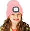 Beanie Hat with Light for Kids, USB Rechargeable Hands Free LED Headlamp Cap Winter Knitted Night Lighted Hat Flashlight
