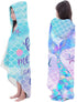 Hexagram Mermaid Hooded Beach Towel,Kids Little Mermaid Tail Poncho Towel for Girls,Quick Dry 30?x50? Pink Bath Towel for Pool Swiming