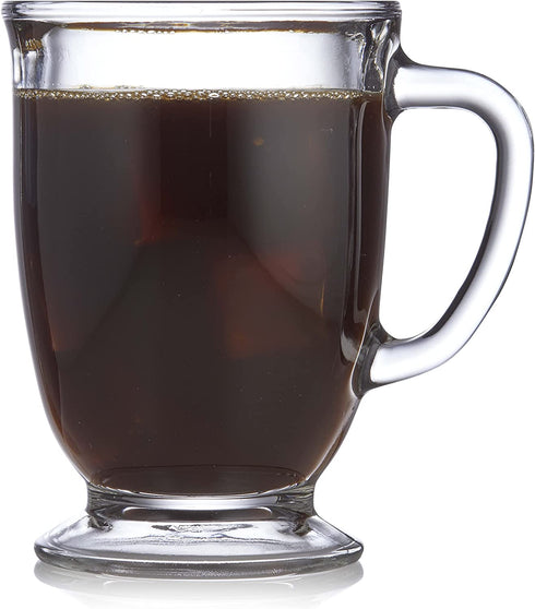 Libbey Kona Glass Coffee Mugs, Set of 6