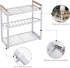 KES 3 Tier Spice Rack Organizer for Countertop, Spice Organizer for Kitchen, Seasoning Jars Condiment Sauce Organizer, Iron and Wood White, KSR512-WH