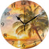 KUWT Palm Tree Wall Clock Silent Non-Ticking, Beach 9.5 Inch Round Wall Clock Battery Operated Hawaiian Coastal Clock Decor for Home Wall Bathroom Kitchen Bedroom Living Room Office Classroom Patio