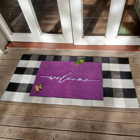 AAZZKANG Purple Outdoor Mat Front Door Indoor Welcome Doormat,Anti-Slip Durable Rubber Door Mat,Low-Profile Design Ultra Absorb Mud Heavy Duty Entrance Rug