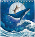 Allenjoy 72x72 Funny Cat Riding The Whale Shower Curtain for Bathroom Set Blue Sea Ocean Wave Home Bath Decors Moon Night Bathtub Decorations Durable Waterproof Fabric Machine Washable with 12 Hooks