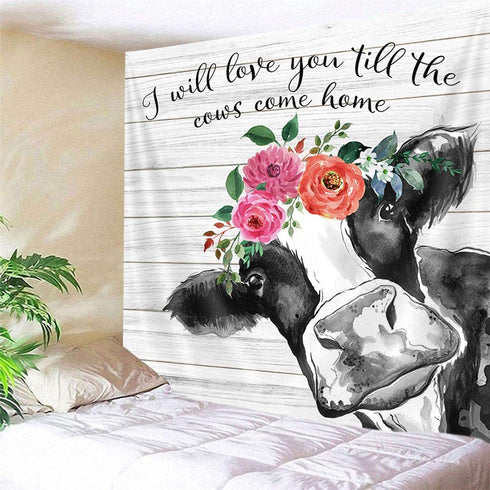 Cow Shower Curtains for Bathroom Gray Rustic Wood Cute Farm Cow with Floral Bathroom Accessories Set, Funny Black White Modern Farmhouse Animal Country Barn Door Bath Decor Hooks 69x72 Inch