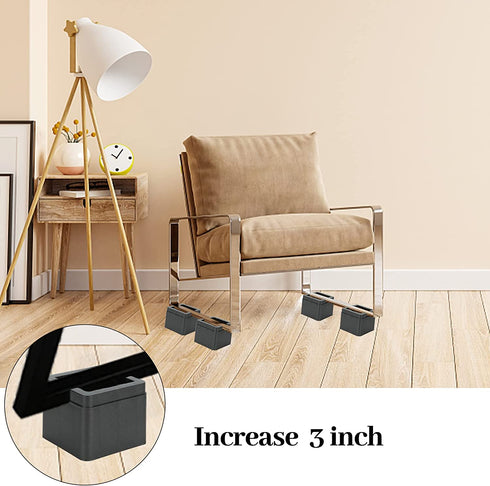 Joyclub 3 Inch Heavy Duty Bed Risers Durable and Stackable Bed Lifts Fits to Casters or Legs of Sofa, Table, Couch and Bed Frame (4 Pack)