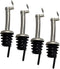 Southern Homewares Stainless Steel Free Flow Hinged Flip Top Pourer Wine Liquor Bottle Spout Stopper, Silver, 4-Pack