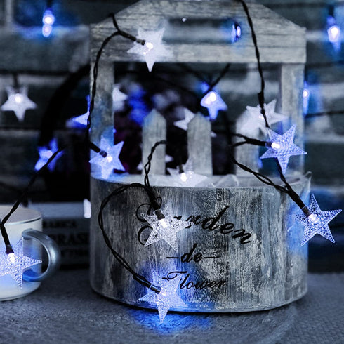 Dazzle Bright 2 Pack 100 LED Solar Star String Lights, 39 FT Outdoor Waterproof Fairy Lights, Wedding Decorations for Garden Yard Patio (White & Blue)